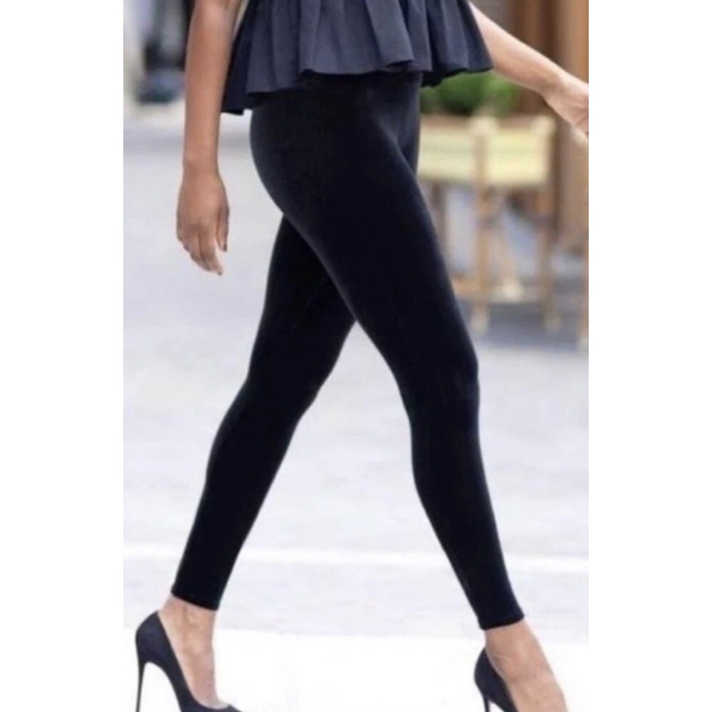 Spanx Velvet Leggings Women Large Black High Waisted Slimming Compression 20339R